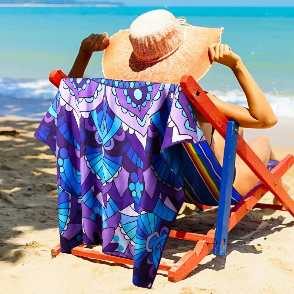 Purple Mandala Microfiber Oversized Lightweight Beach Towel NWT